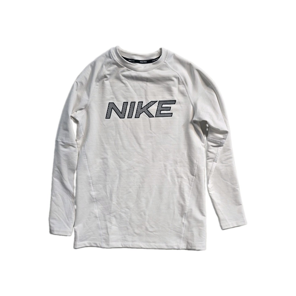 Nike Boys' Pro Dri-FIT Long Sleeve Shirt White Size XL Youth Warm